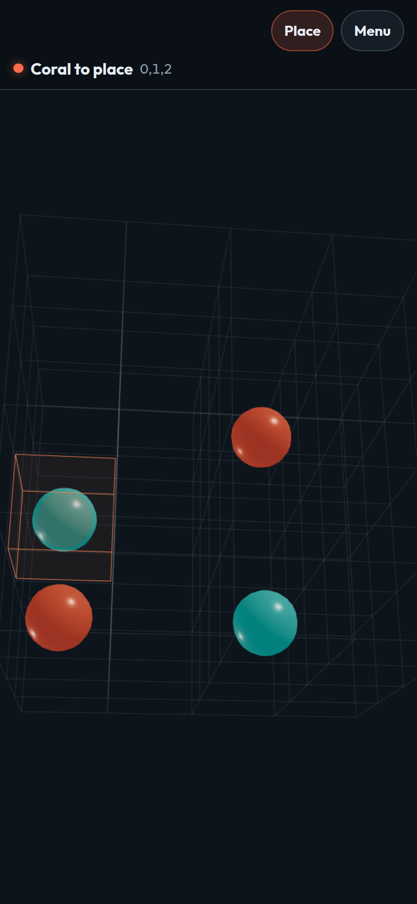 Voxel Toe mobile portrait match with 3D board and place controls