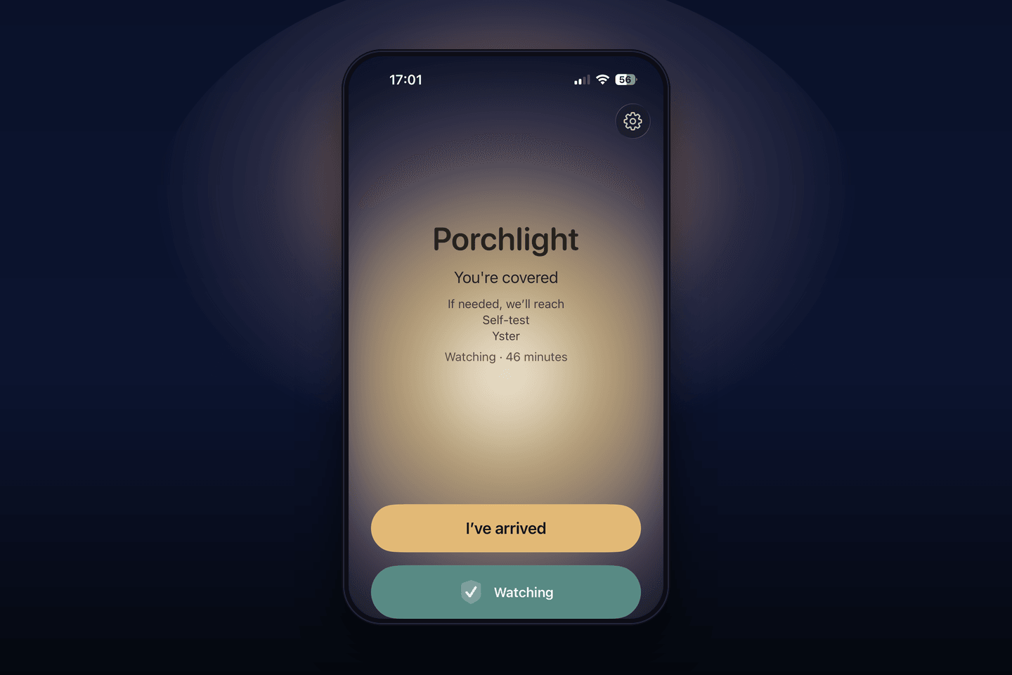 Porchlight iOS home screen with watching on and I’m home